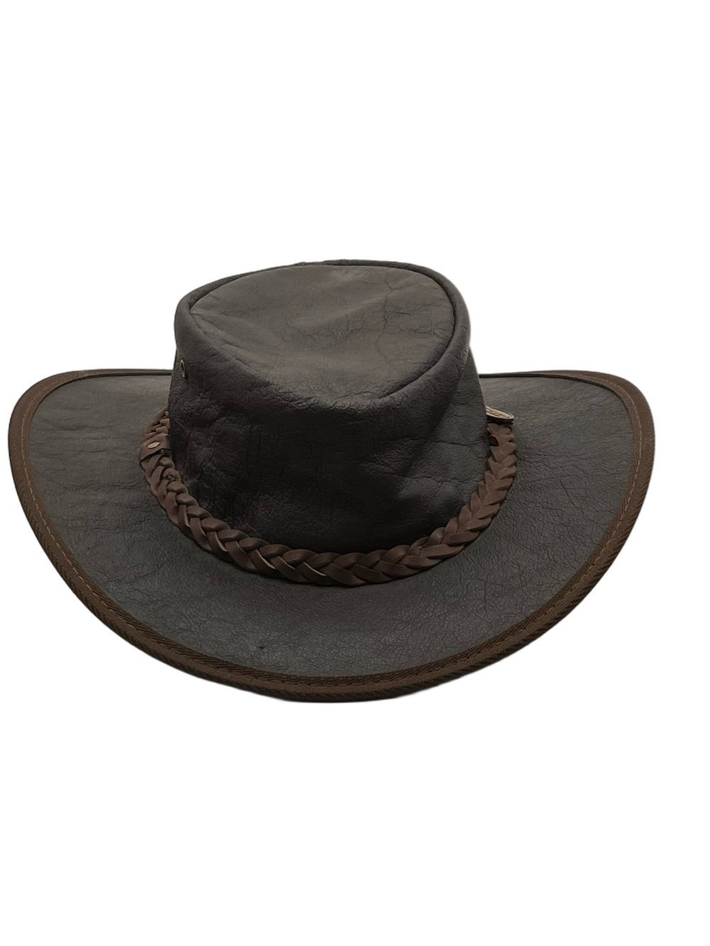 Barmah Sundowner Kangaroo Leather Squashy Hat XXL Foldable Headband Logo Metal